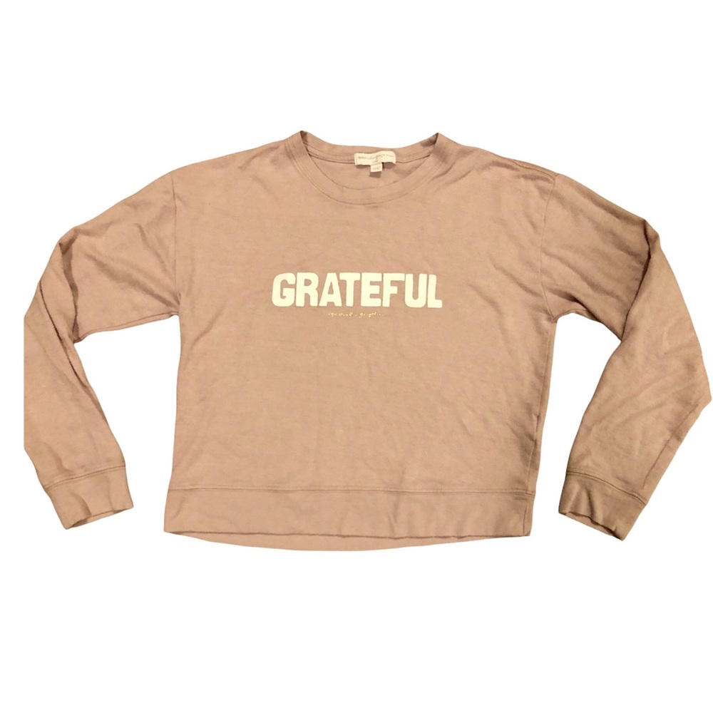 Spiritual Gangster Grateful Savasana Pullover Crewneck Top  Pink Large